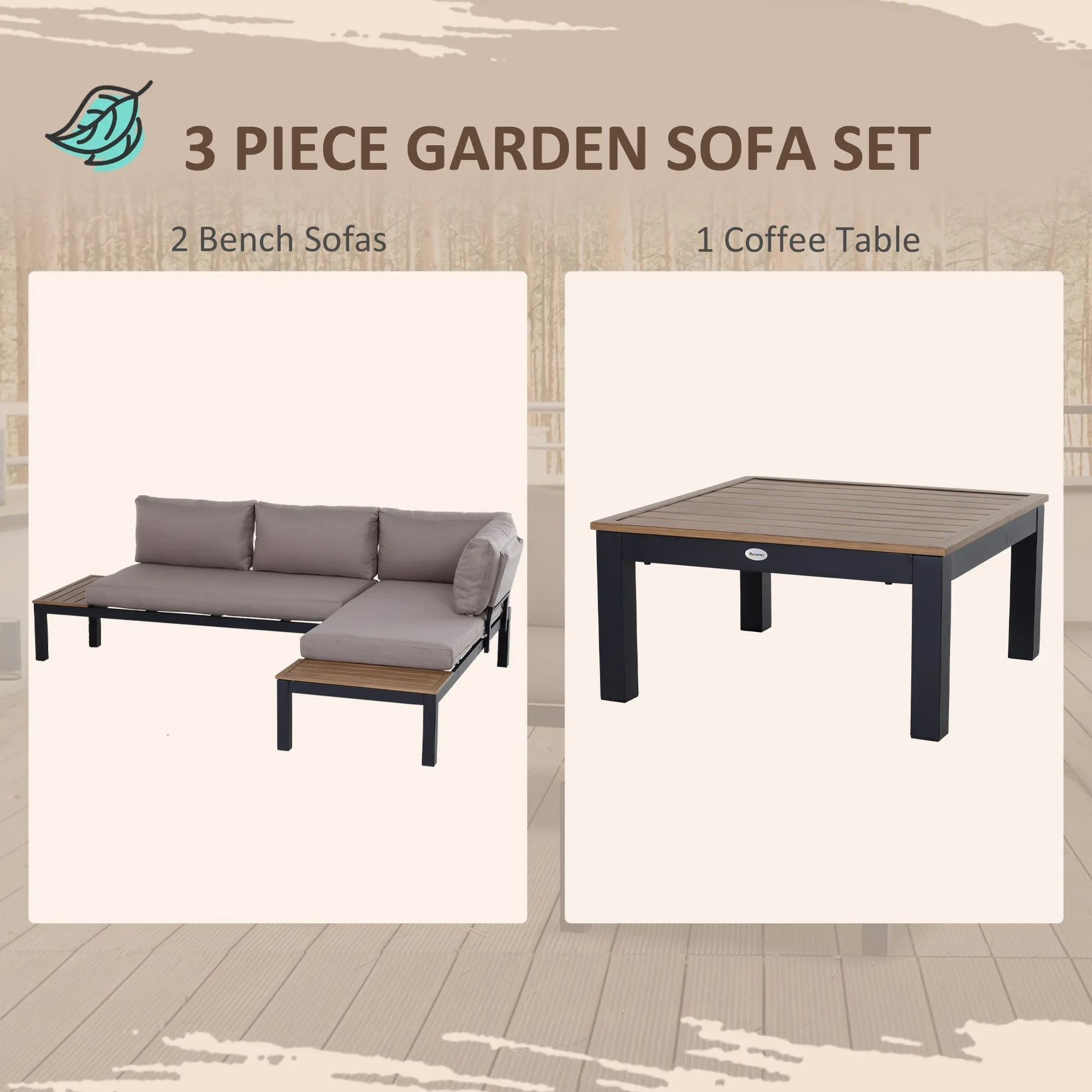 Outsunny 3 Pieces Garden Furniture Sets