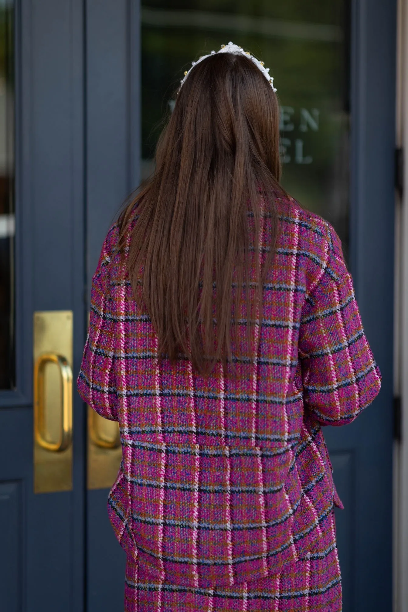 Plaid One Button Blazer