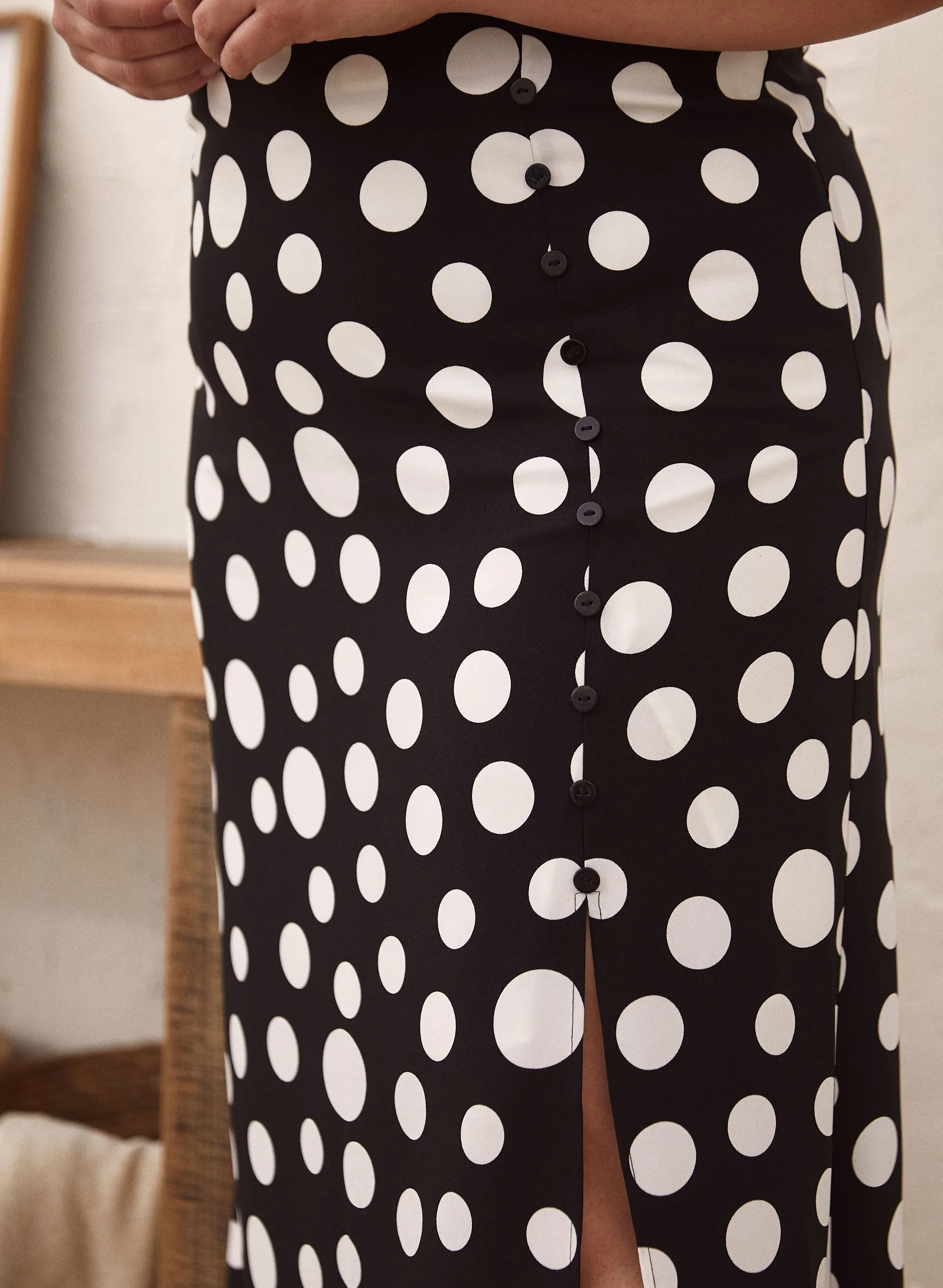 Polka Dot Midi Skirt