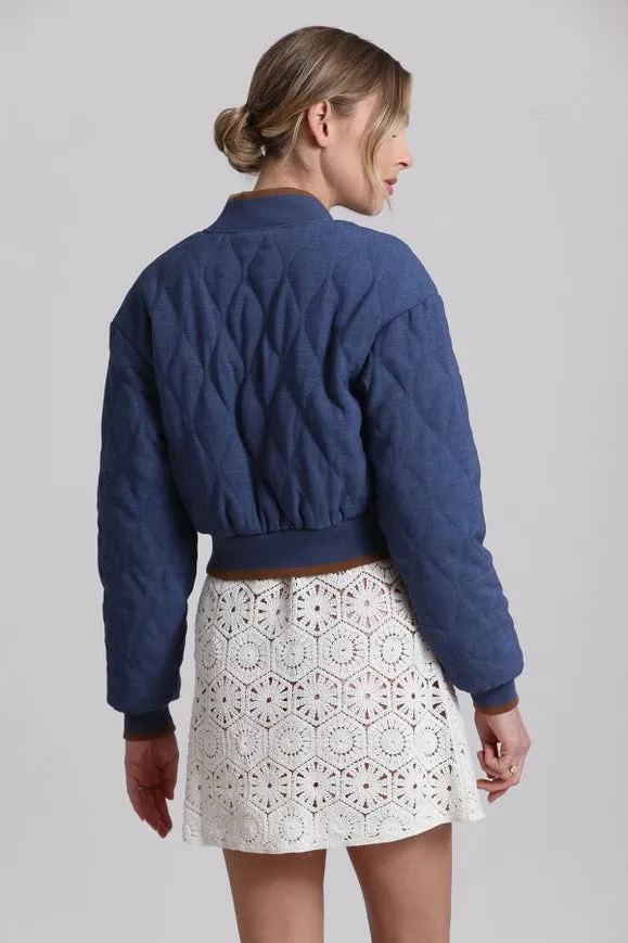 Quilted Chambray Bomber Jacket