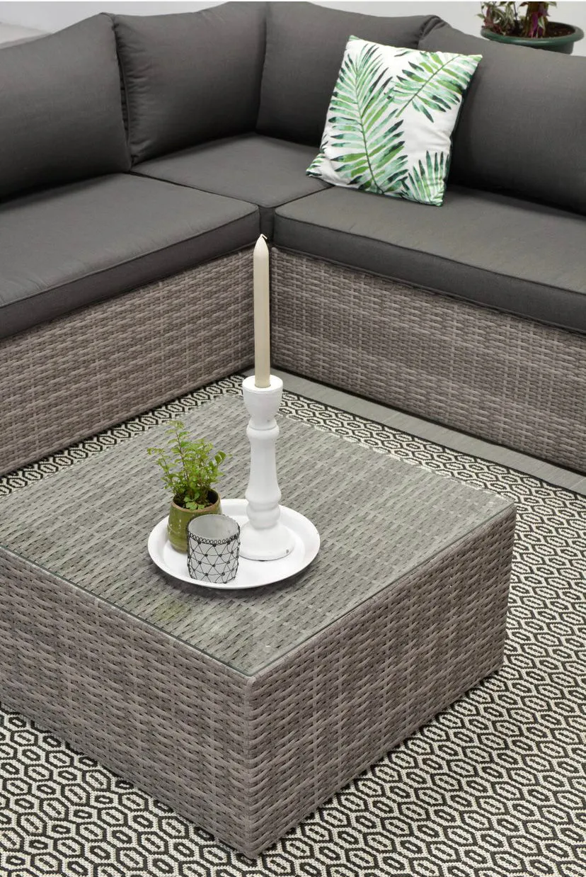 Reims Rattan- Corner Lounge- L Shape Set- Cloudy Grey