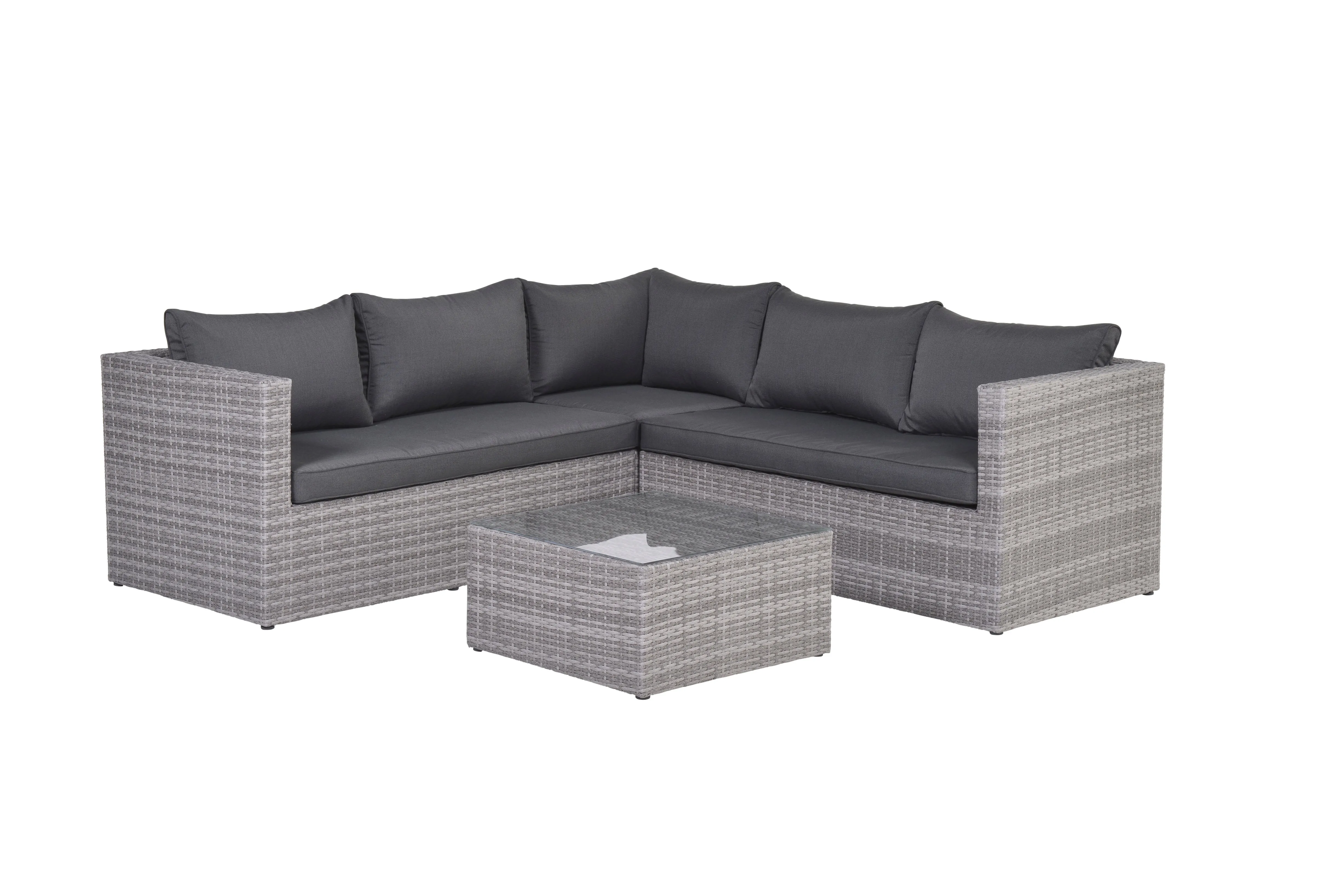 Reims Rattan- Corner Lounge- L Shape Set- Cloudy Grey