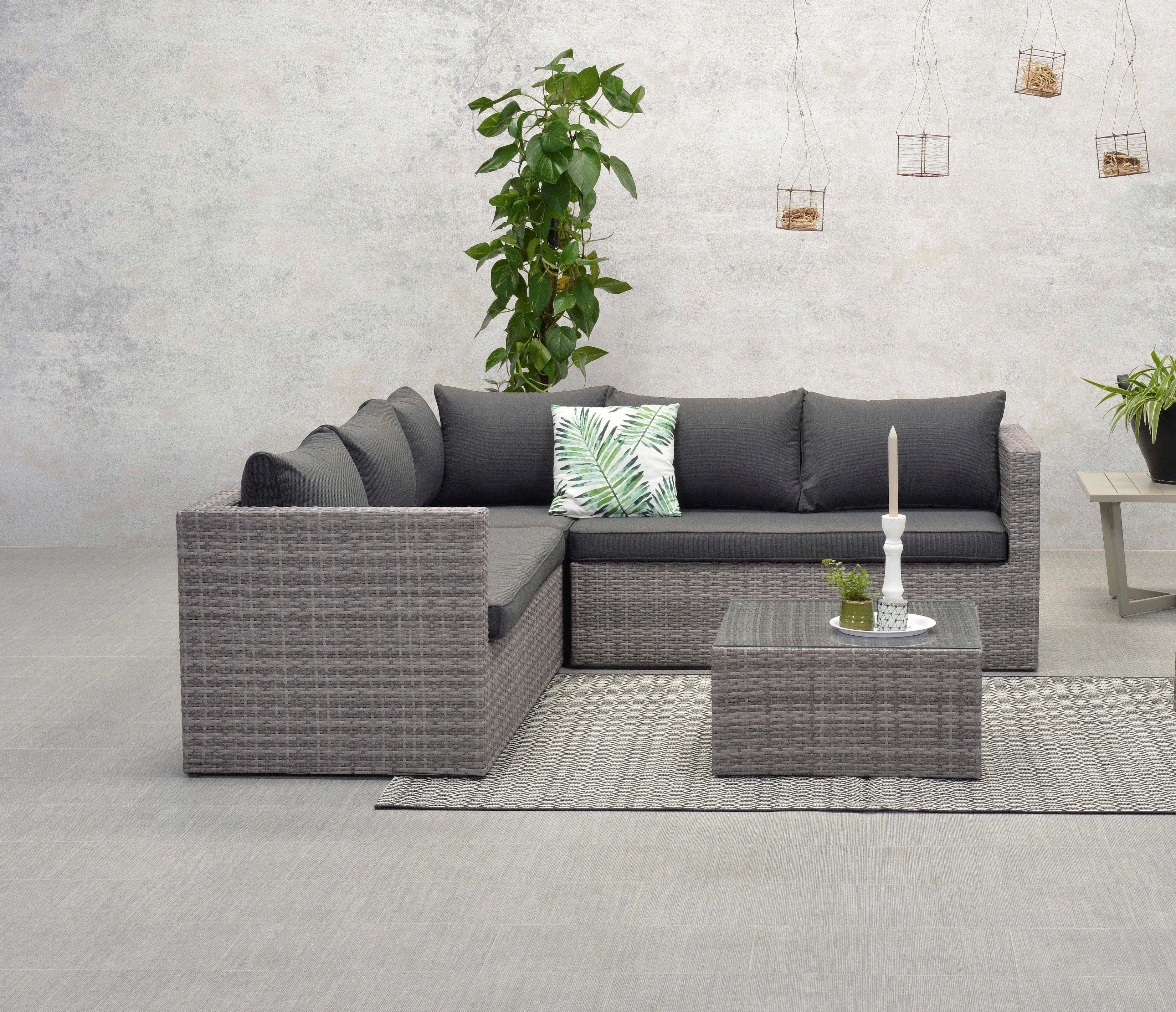 Reims Rattan- Corner Lounge- L Shape Set- Cloudy Grey