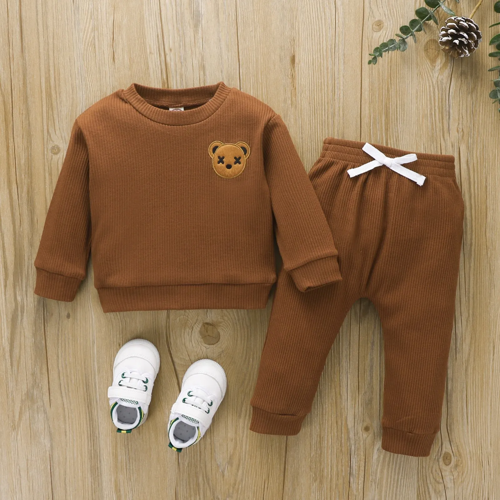 Ribbed Bear Lounge Set - Toddler Clothes Boys Sets