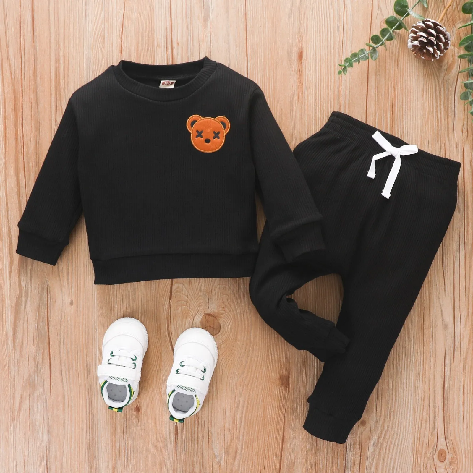 Ribbed Bear Lounge Set - Toddler Clothes Boys Sets