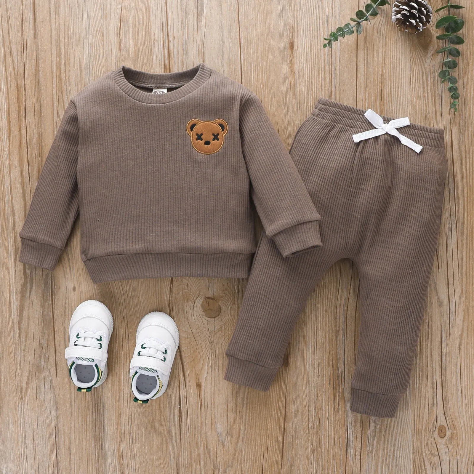 Ribbed Bear Lounge Set - Toddler Clothes Boys Sets