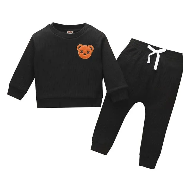 Ribbed Bear Lounge Set - Toddler Clothes Boys Sets