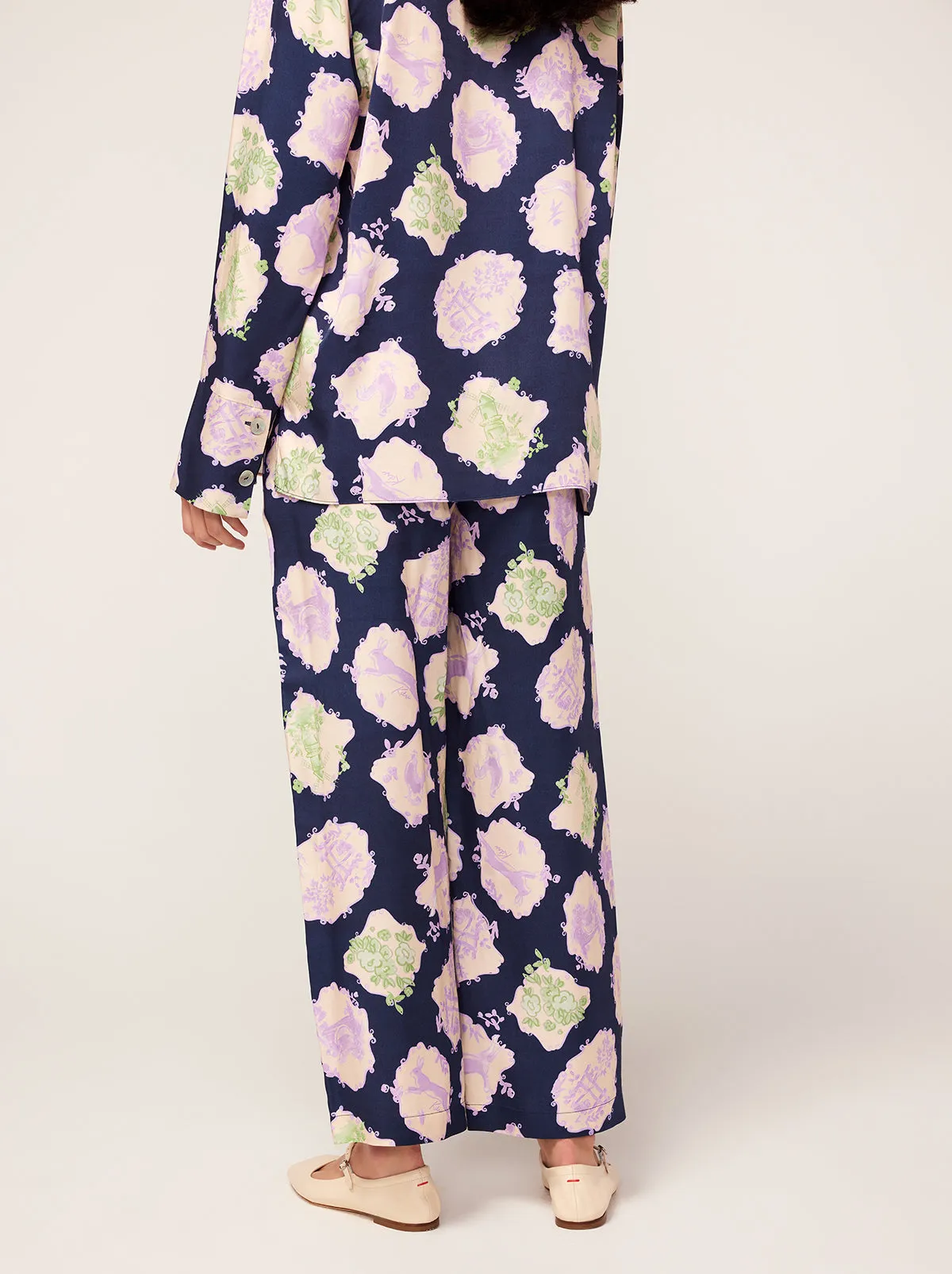 Romina Navy Pasture Print Trousers