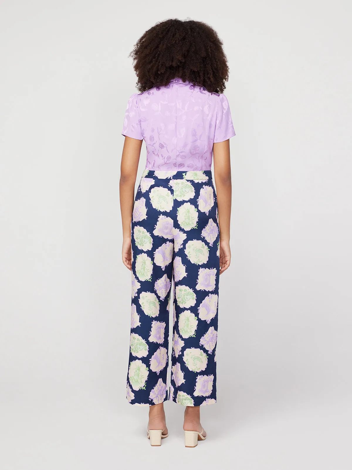 Romina Navy Pasture Print Trousers