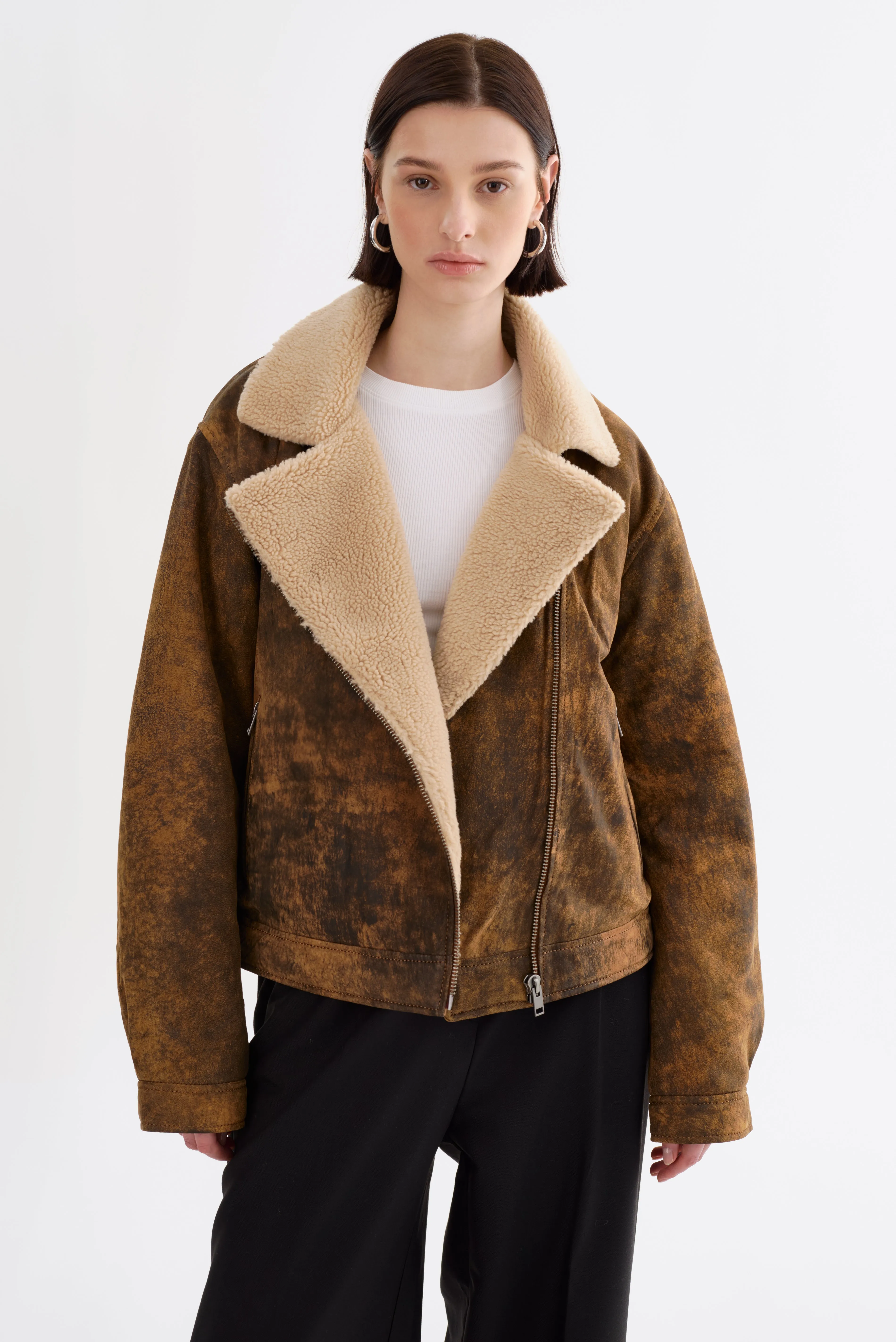 RUTHIE | Sherpa Leather Jacket