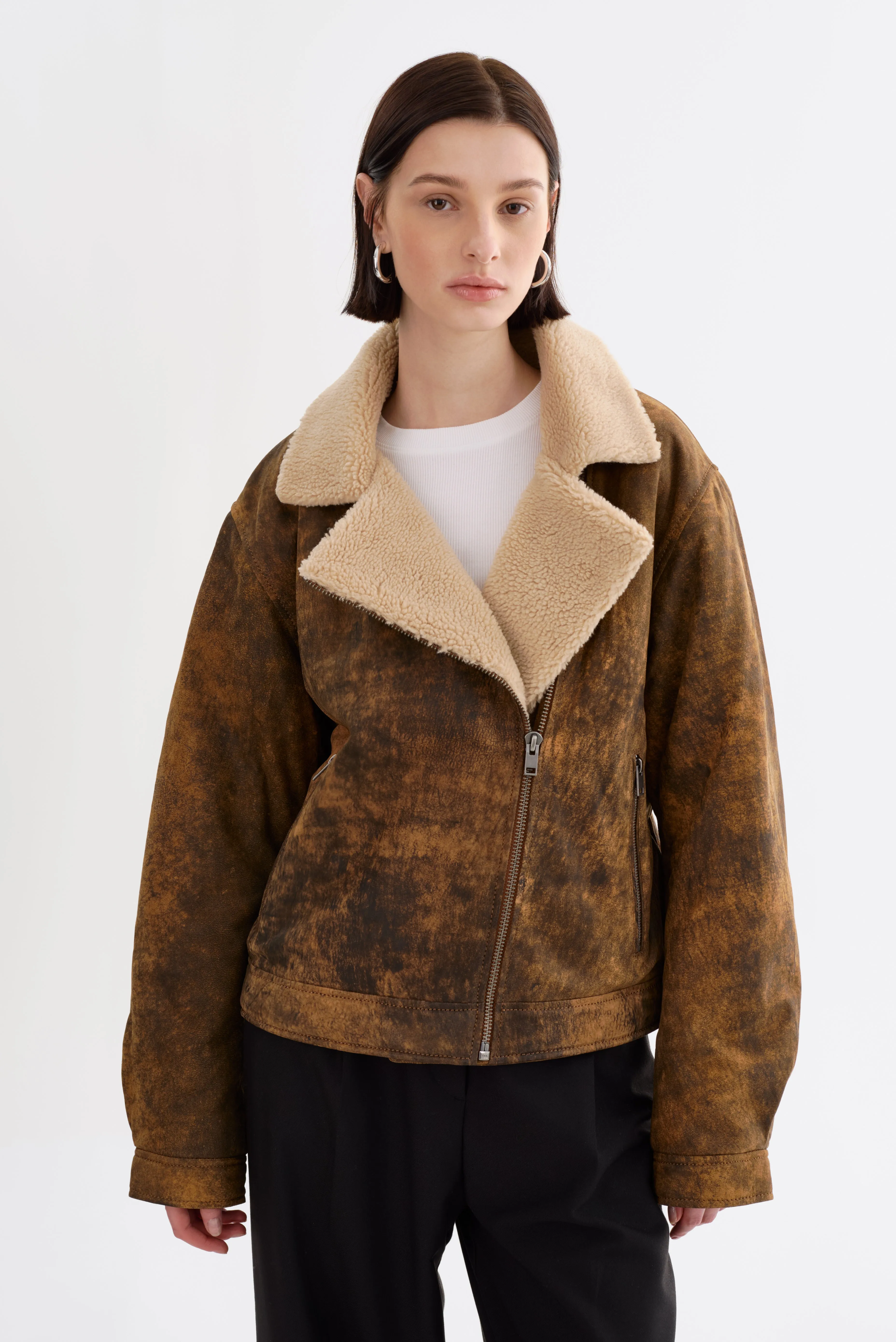 RUTHIE | Sherpa Leather Jacket