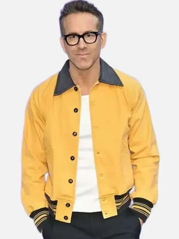 Ryan Reynolds IF 2024 Yellow Leather Jacket