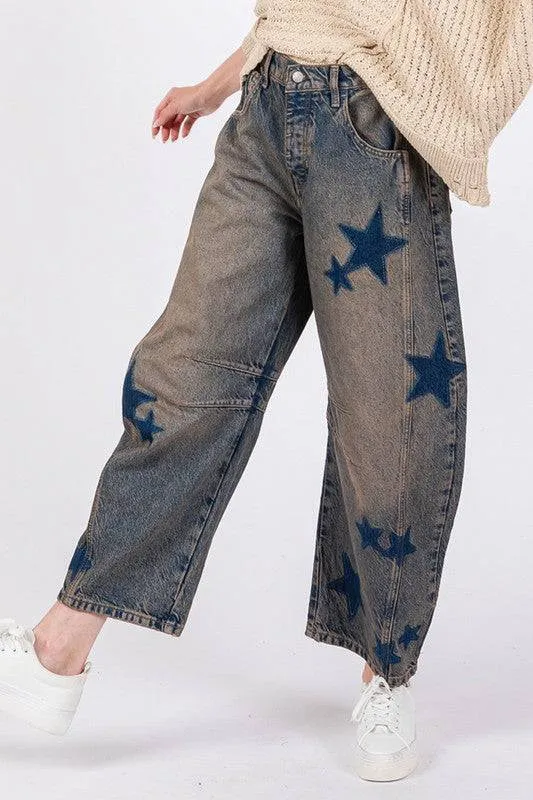 SAGE   FIG Star Wide Leg Jeans with Pockets