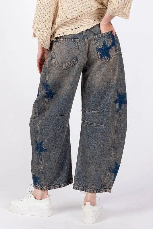 SAGE   FIG Star Wide Leg Jeans with Pockets