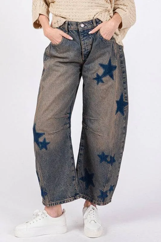 SAGE   FIG Star Wide Leg Jeans with Pockets