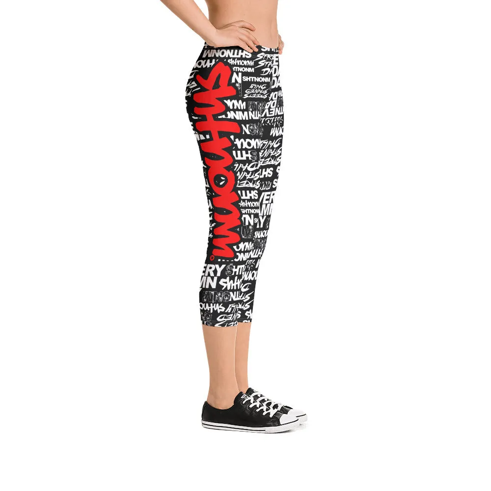 SHTNONM - CAPRI LEGGINGS (BLACK/RED)