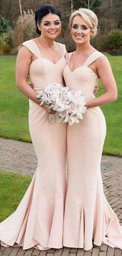 Simple Elegant Long Mermaid Jersey Bridesmaid Dresses