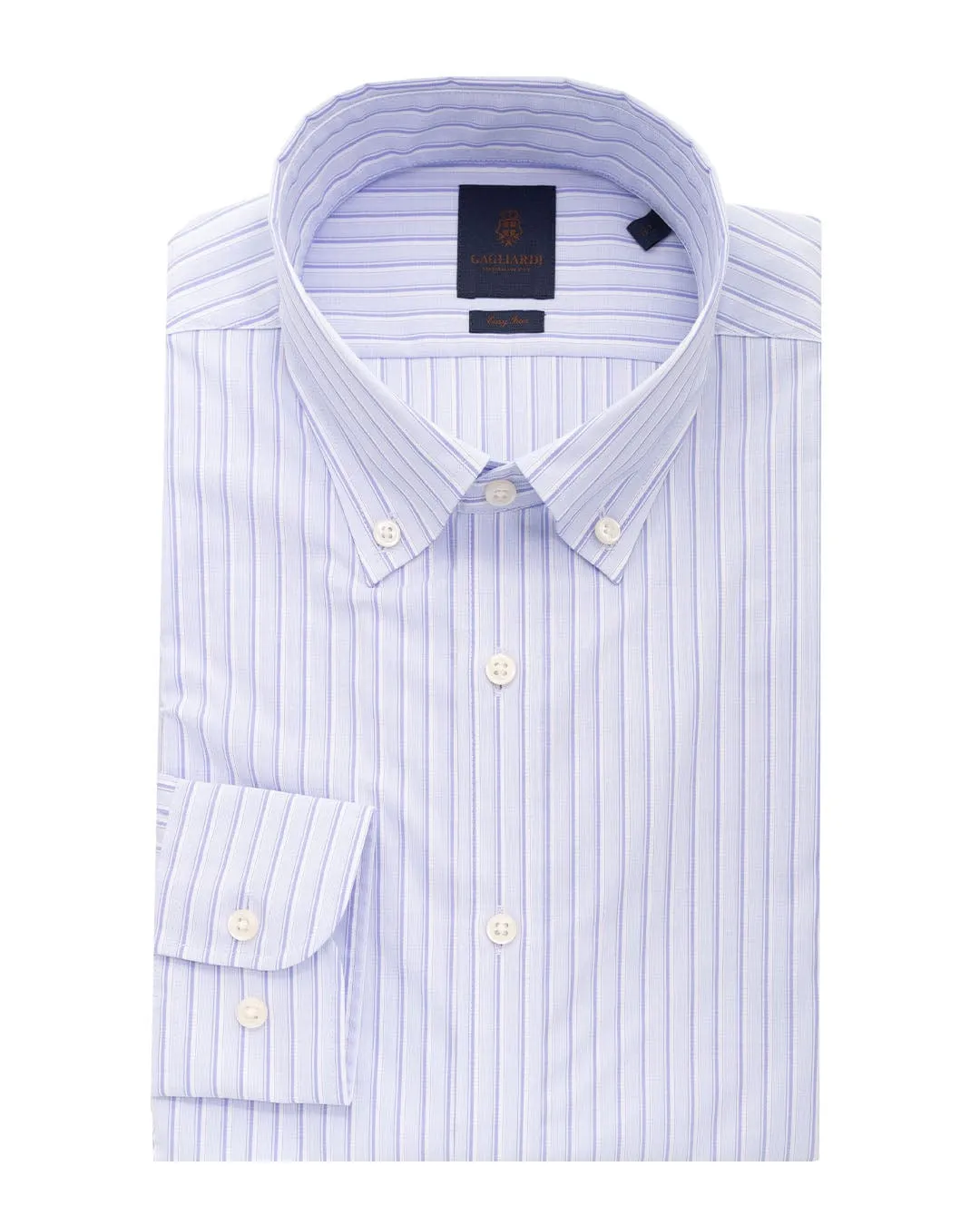 Sky End-on-End Stripe Button-down Easy-iron Shirt