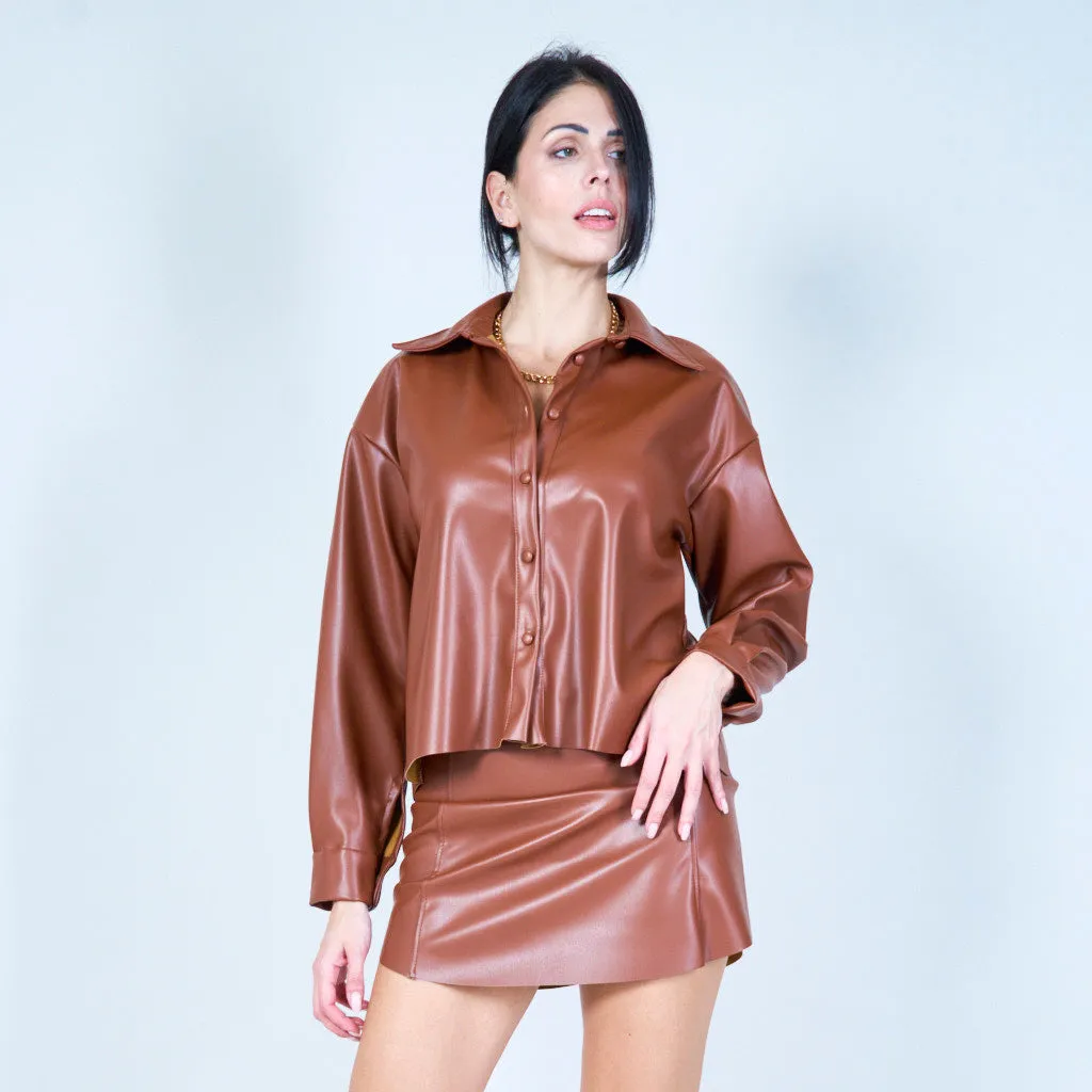 Sleek faux leather jacket wholesale