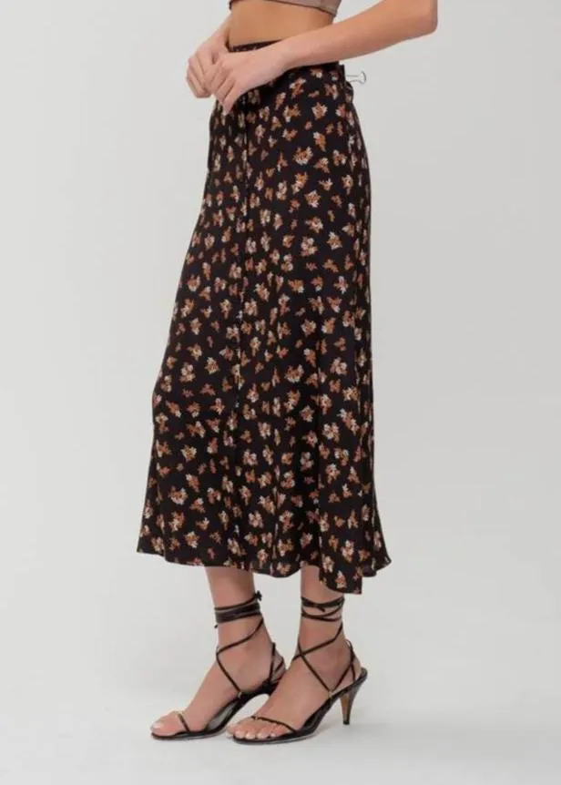 Sofia Floral Button Front Midi Skirt