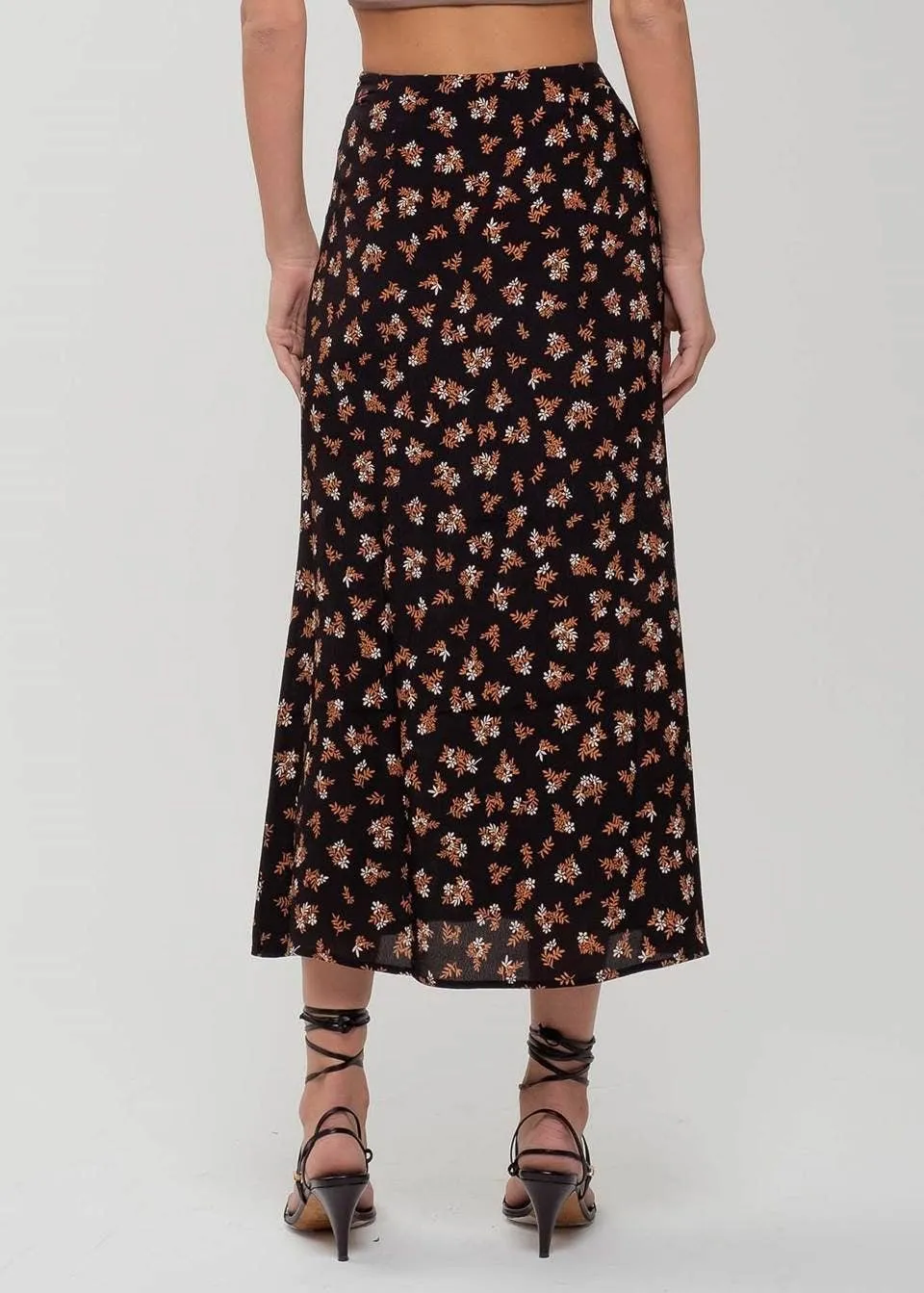 Sofia Floral Button Front Midi Skirt