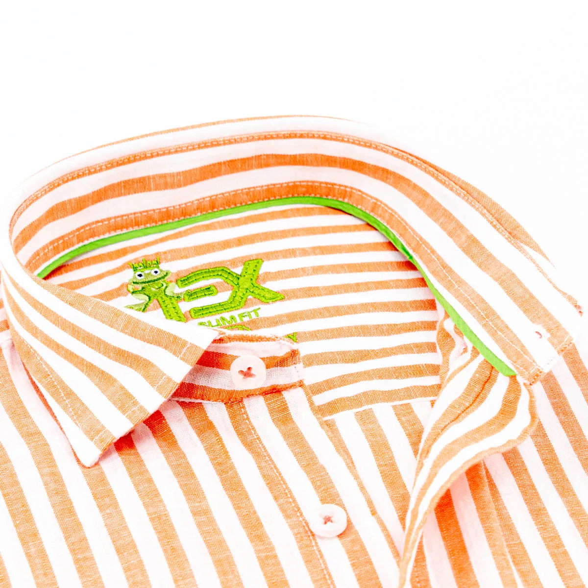 Stanford Stripe FROG Linen Shirt - Orange