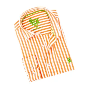 Stanford Stripe FROG Linen Shirt - Orange