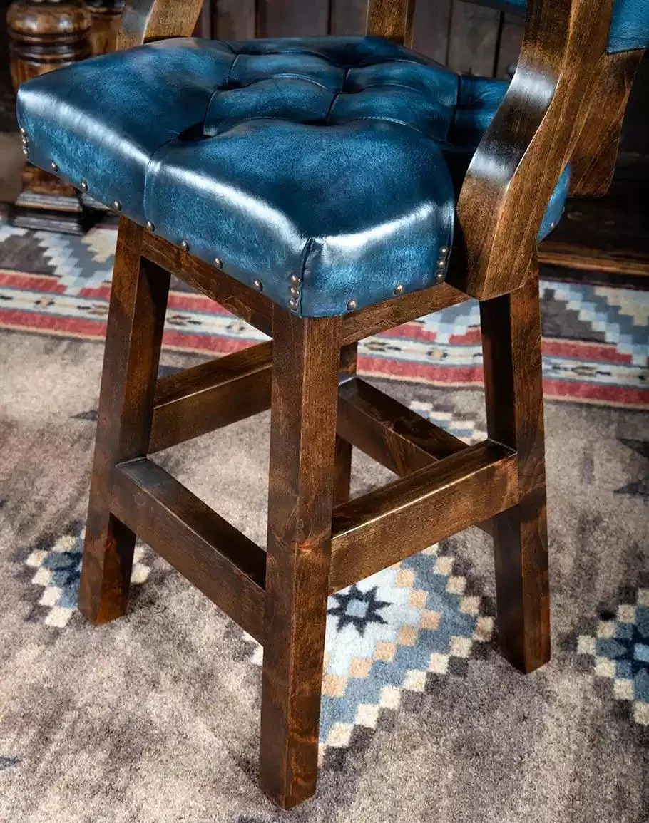 Stillwater Blue Leather Bar Chair