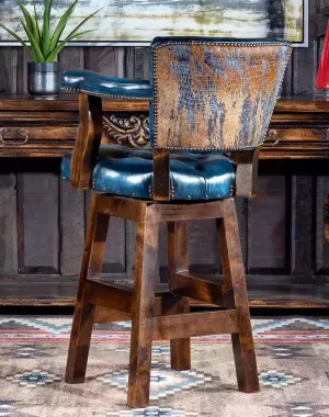 Stillwater Blue Leather Bar Chair