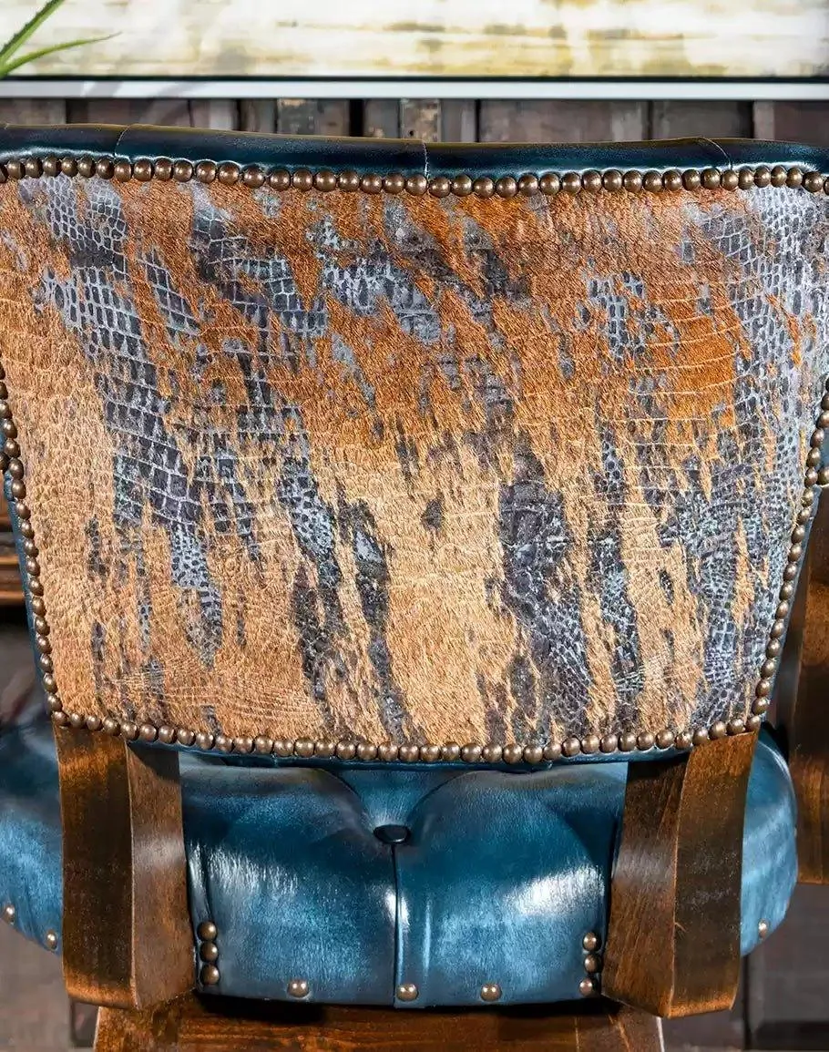 Stillwater Blue Leather Bar Chair