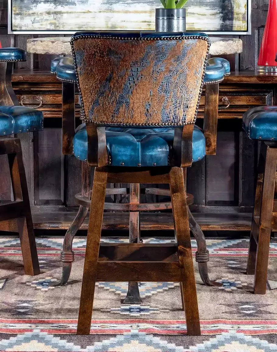 Stillwater Blue Leather Bar Chair