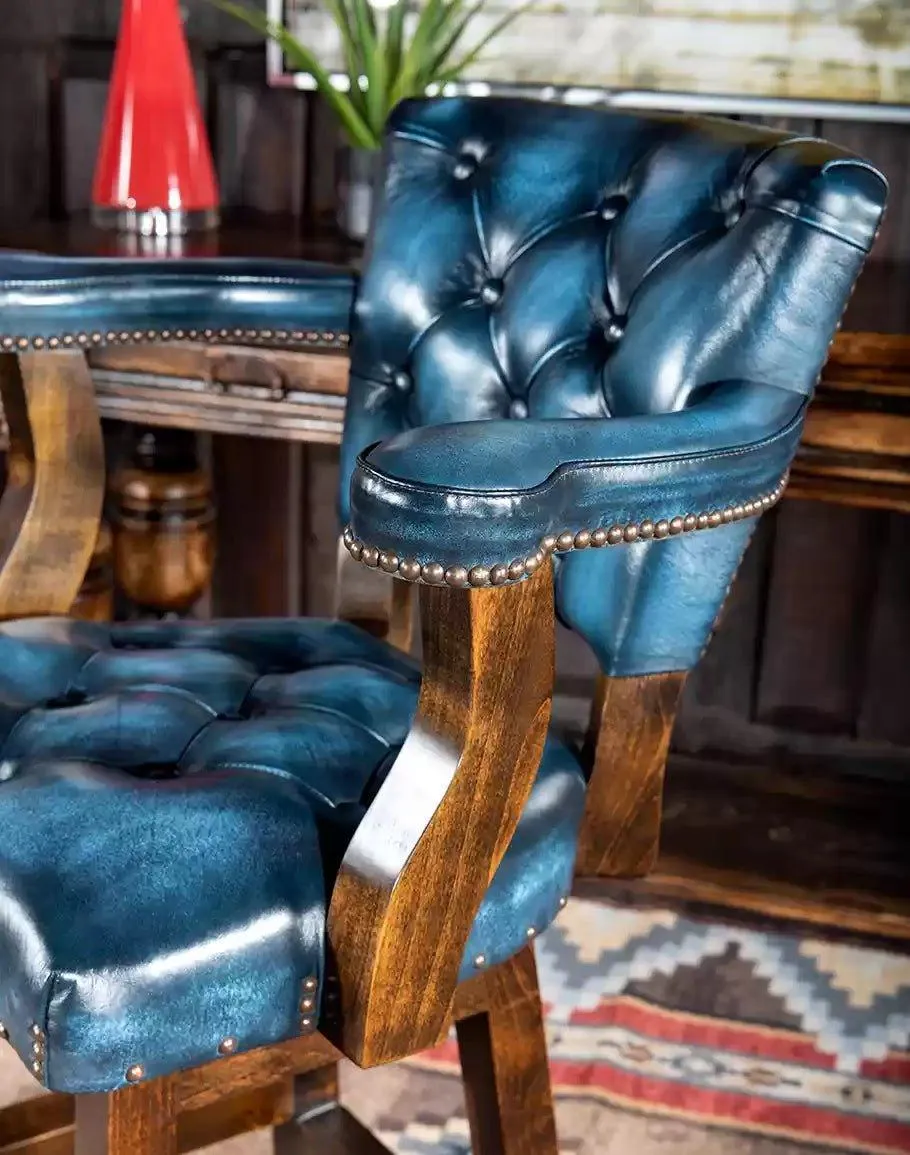 Stillwater Blue Leather Bar Chair