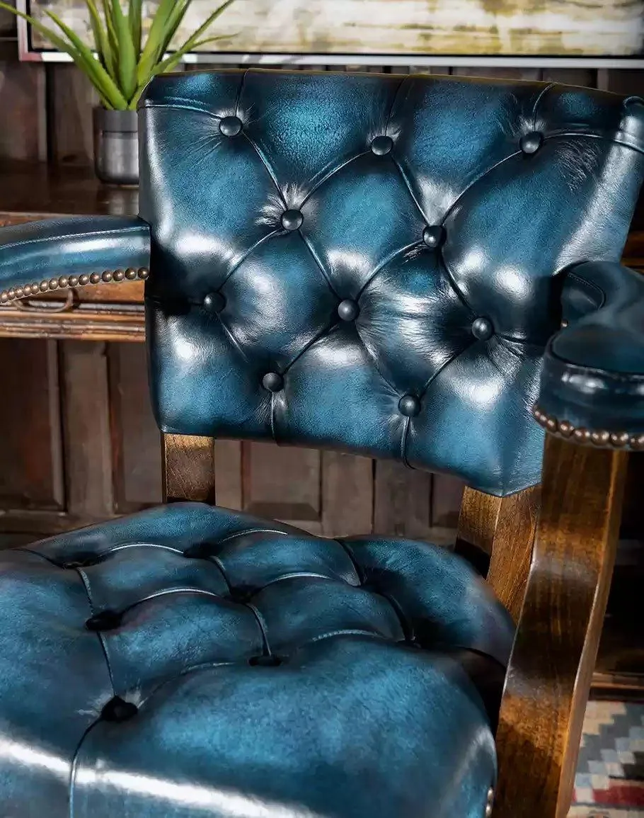 Stillwater Blue Leather Bar Chair