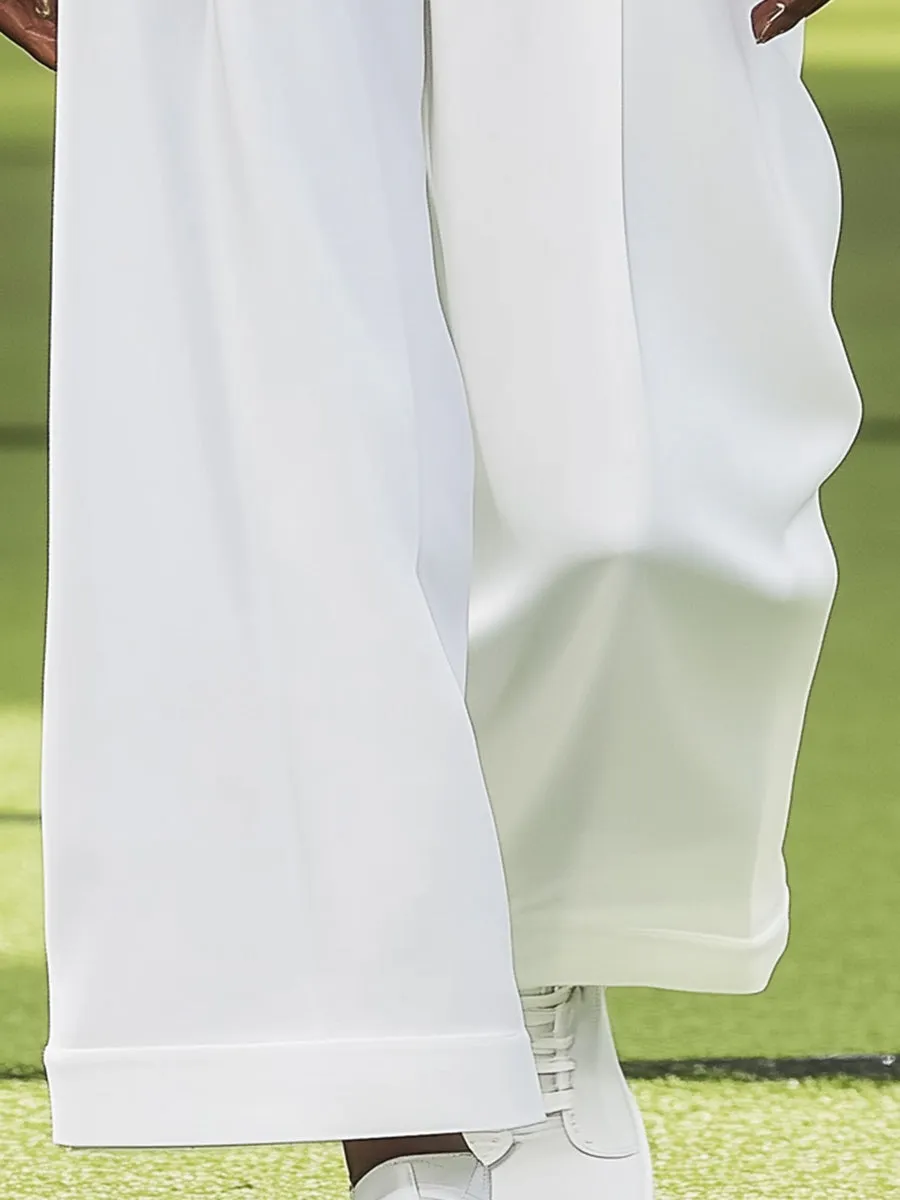 Stylish Casual White Wide-leg Pants