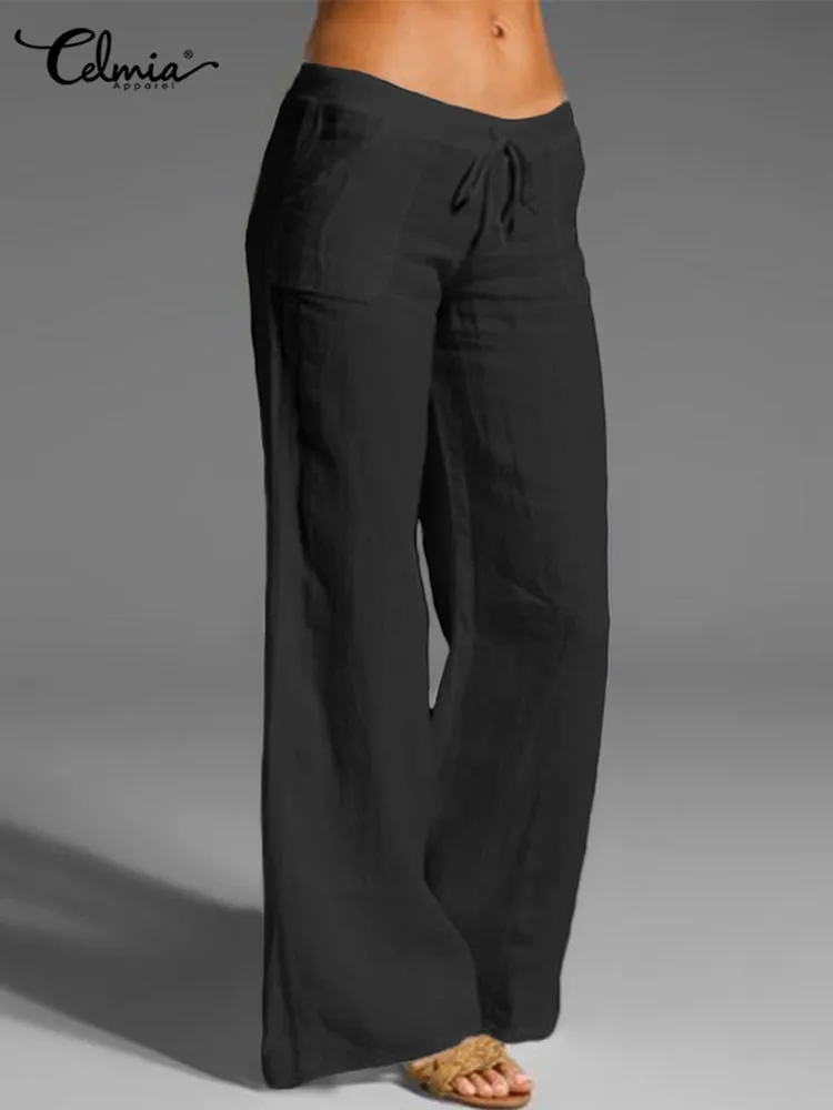 Stylish Elastic Waist Wide Leg Palazzo Trousers for Women