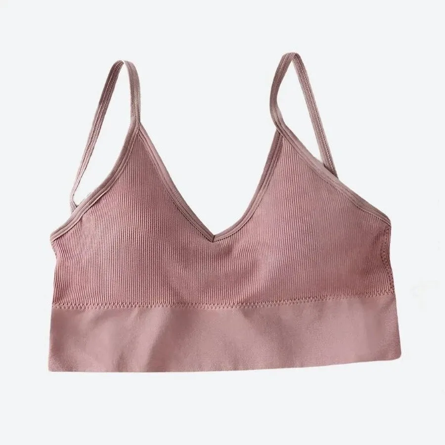 Stylish Ribbed V-Neck Crop Tops