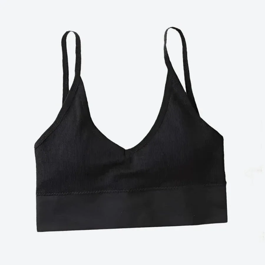 Stylish Ribbed V-Neck Crop Tops