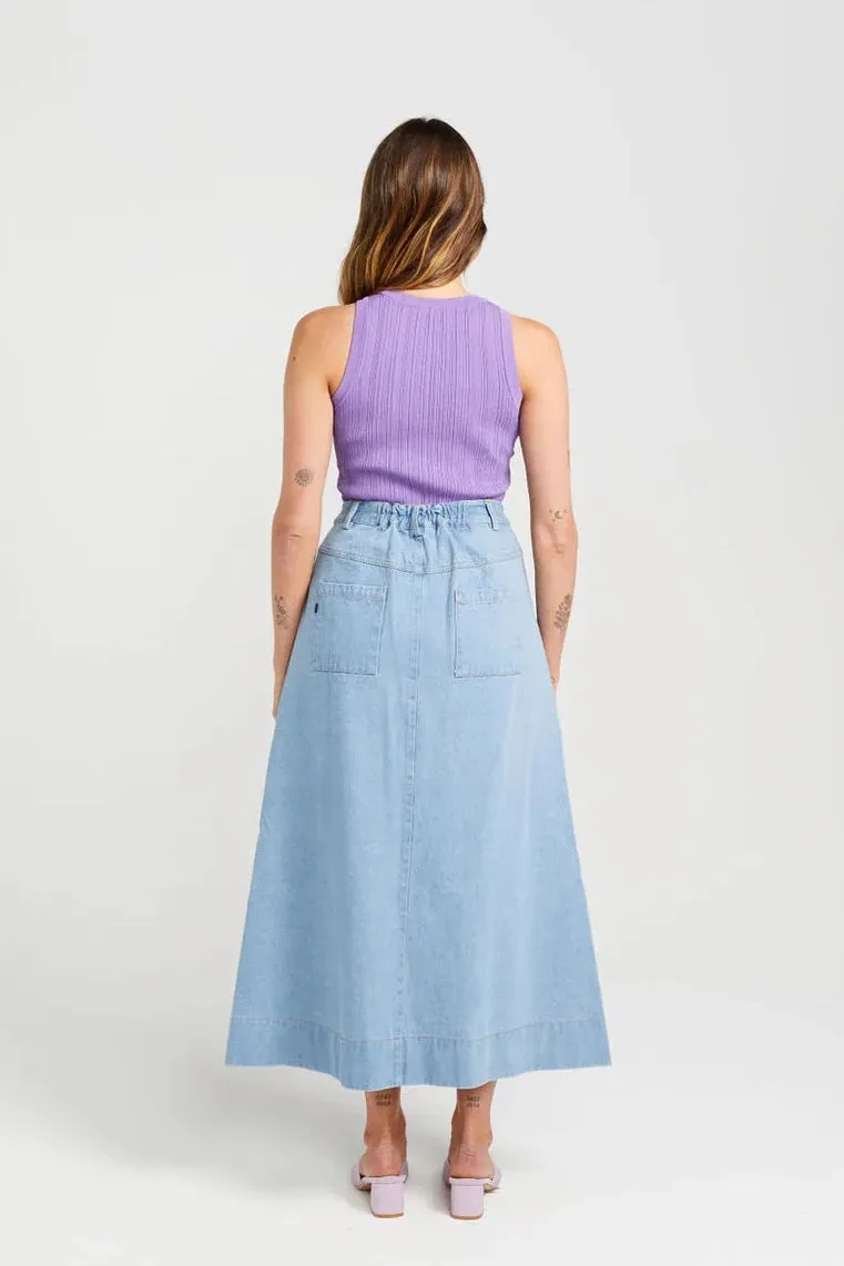 Thing Thing Bettie Skirt - Stone Wash Denim