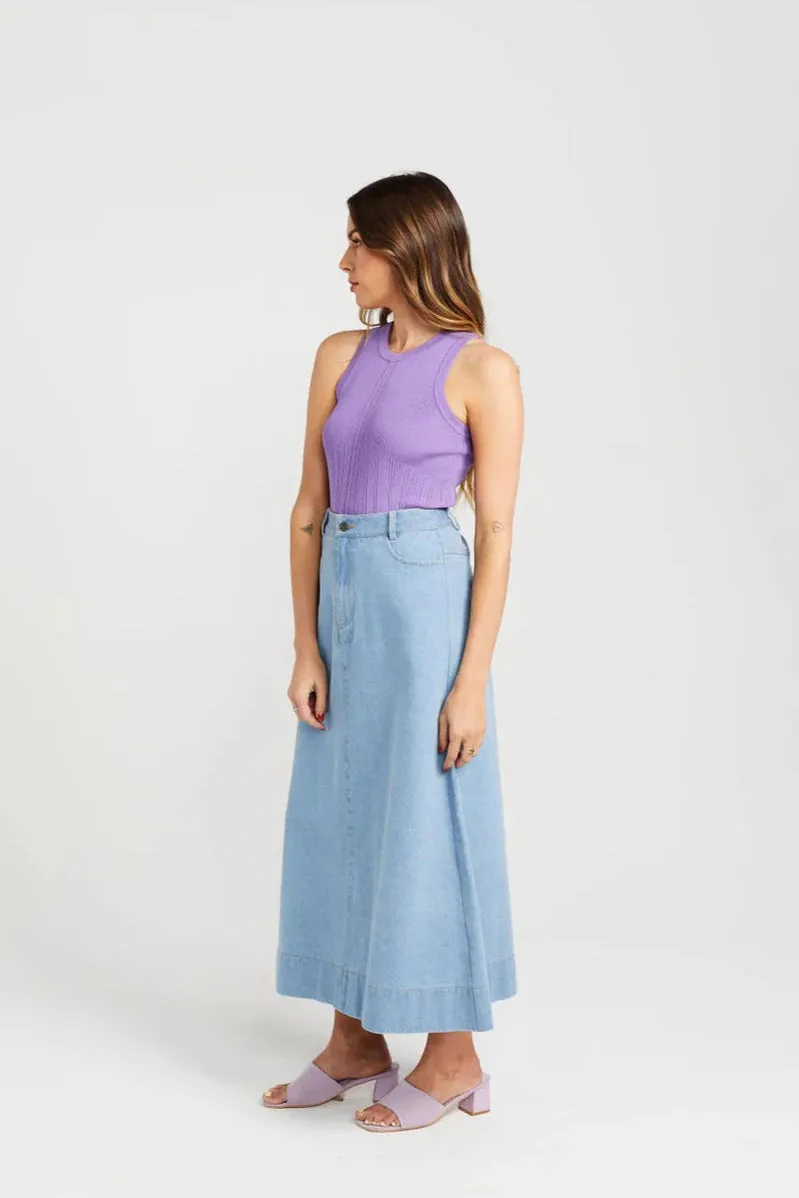 Thing Thing Bettie Skirt - Stone Wash Denim