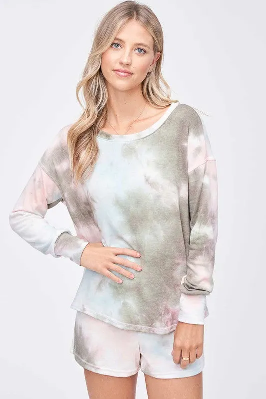 Tie dye lounge wear set - Olive/Aqua/Pink or Grey/Pink Smoke.