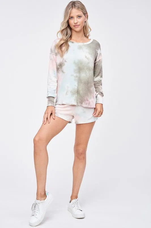 Tie dye lounge wear set - Olive/Aqua/Pink or Grey/Pink Smoke.