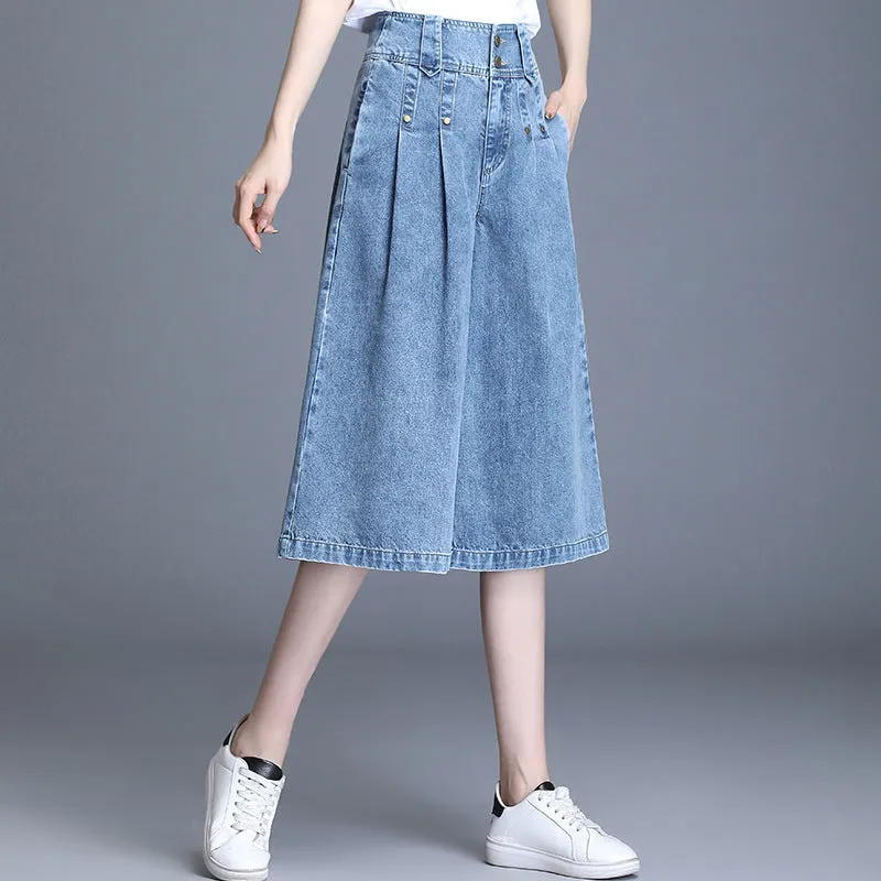 Trend4us Wide-Leg Denim Culottes