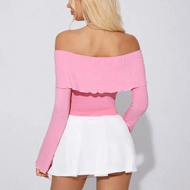 Trendy Off-Shoulder Bow Top with Asymmetric Hemline