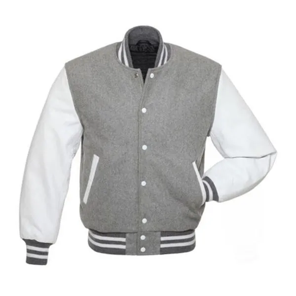 White And Grey Kids Varsity Jacket