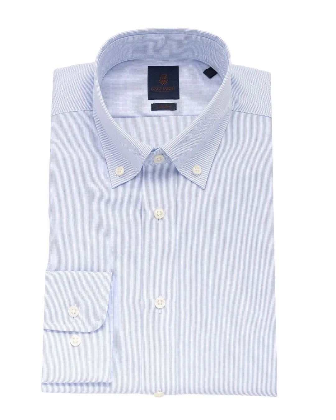 White Feather Stripe Button-down Non-iron Shirt