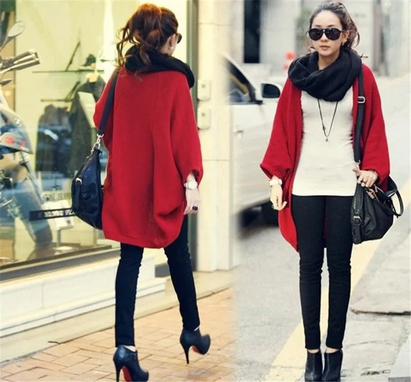 Women Casual Loose pullover Shawl shrug-Cardigans