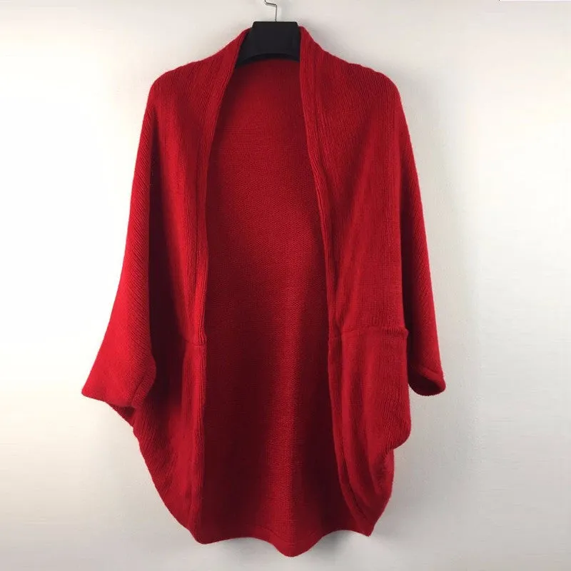 Women Casual Loose pullover Shawl shrug-Cardigans