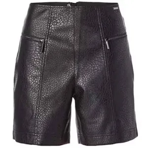 Women Frilled Black Leather Shorts