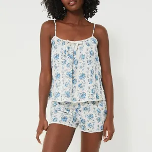 Women Home Floral Lounge Shorts Set with Cami Sleepwear