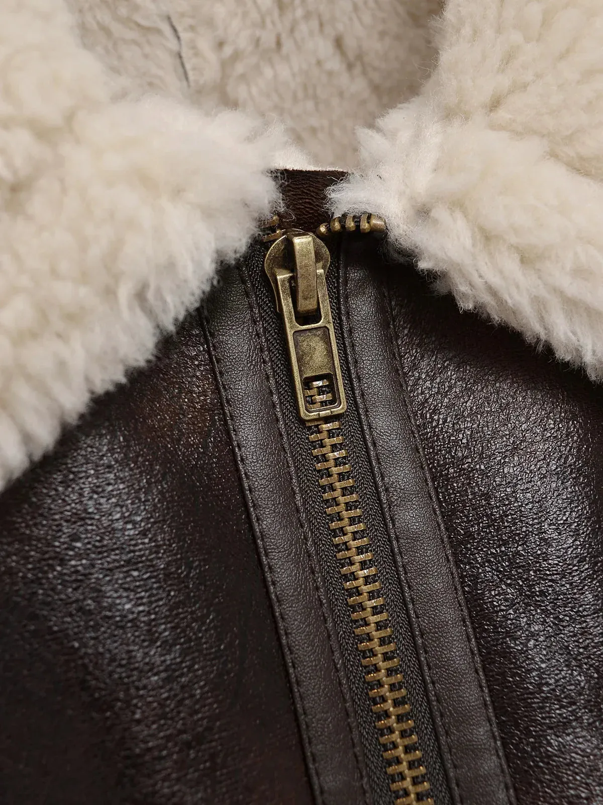 Women Shearling-Lined Bomber - Cozy Faux Leather Jacket